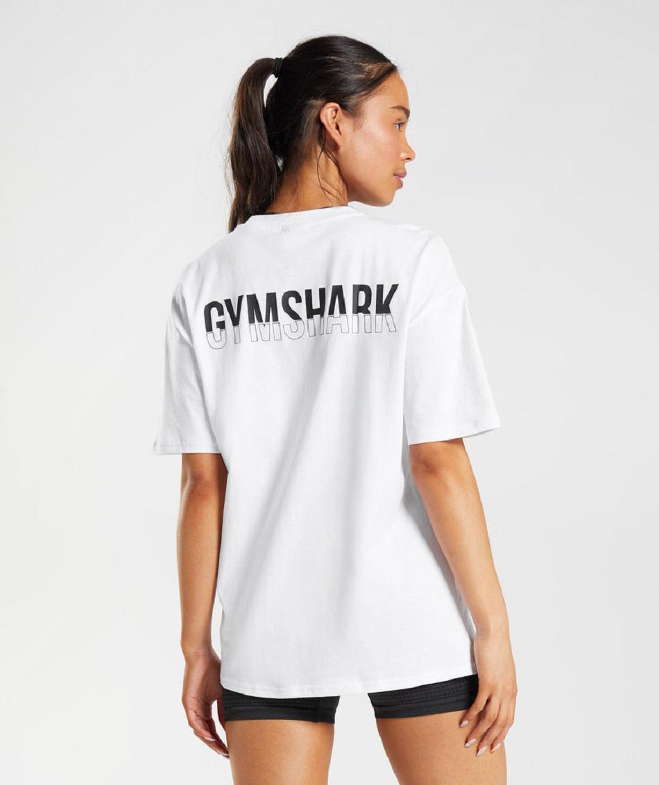 T Shirts Gymshark Fraction Oversized γυναικεια ασπρα | GR_ZI8468