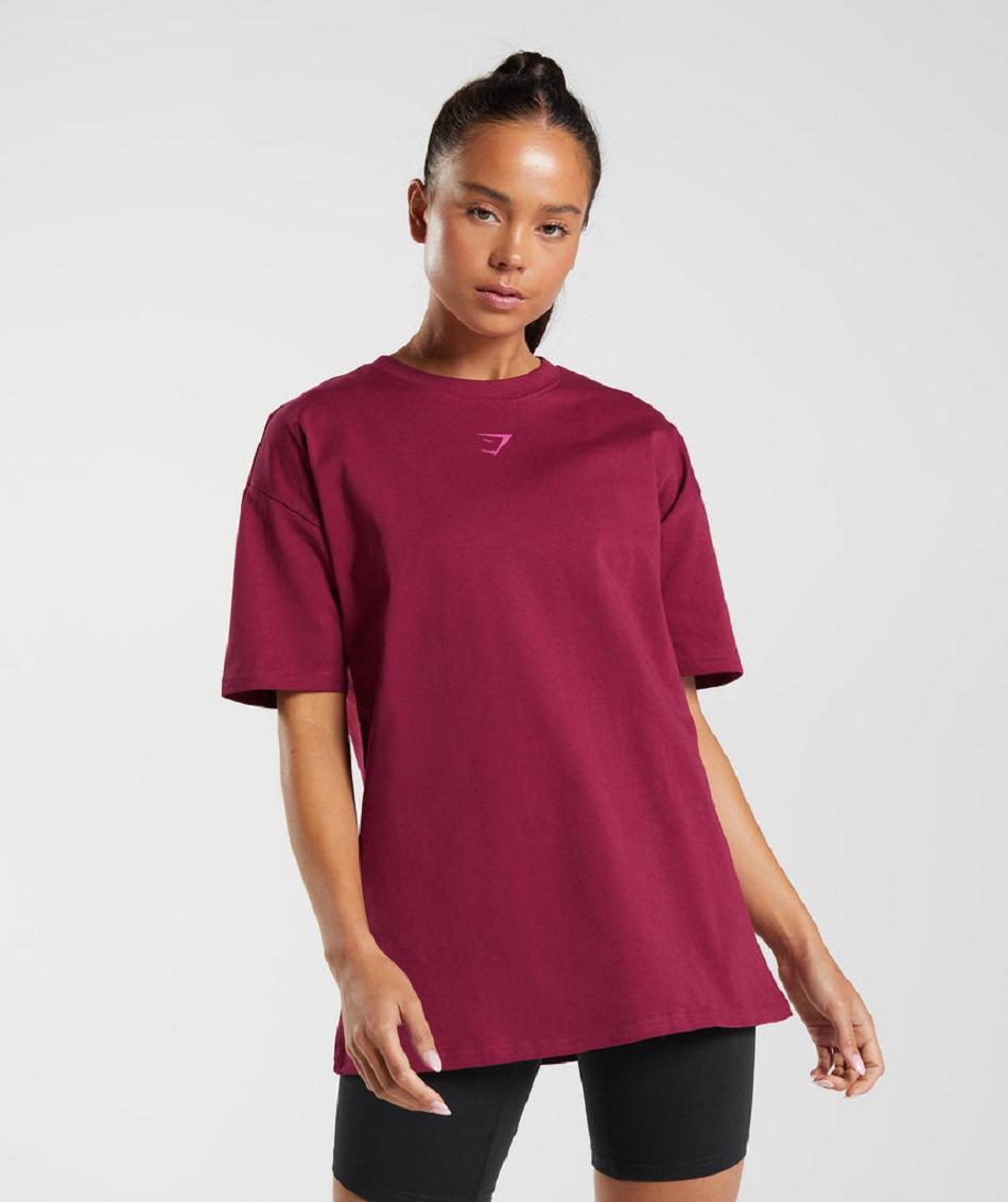 T Shirts Gymshark Fraction Oversized γυναικεια ροζ | GR_CG9726