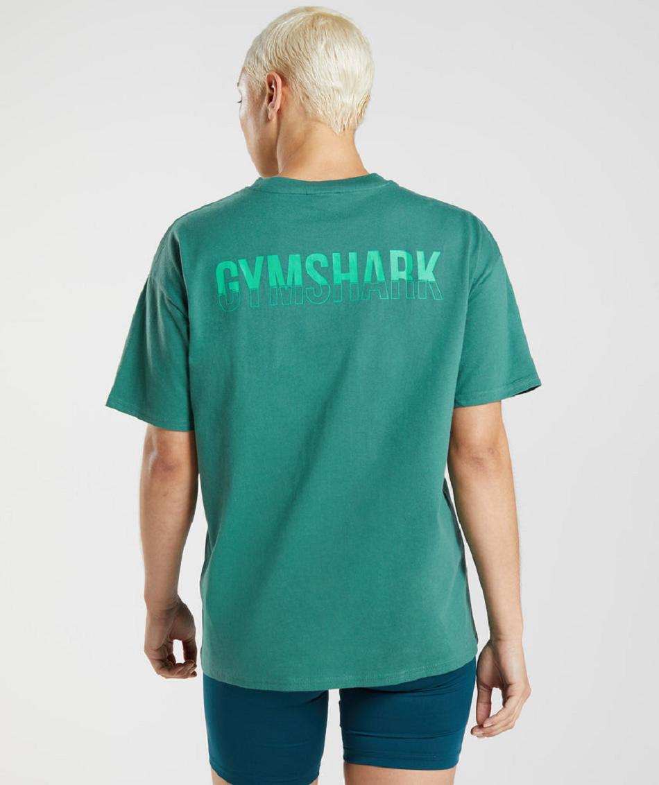 T Shirts Gymshark Fraction Oversized γυναικεια πρασινο | GR_R5558