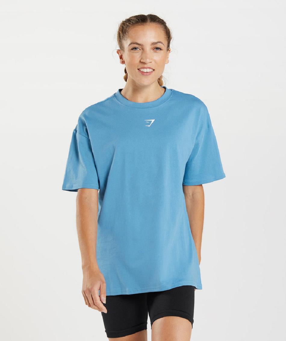T Shirts Gymshark Fraction Oversized γυναικεια μπλε | GR_TG9952