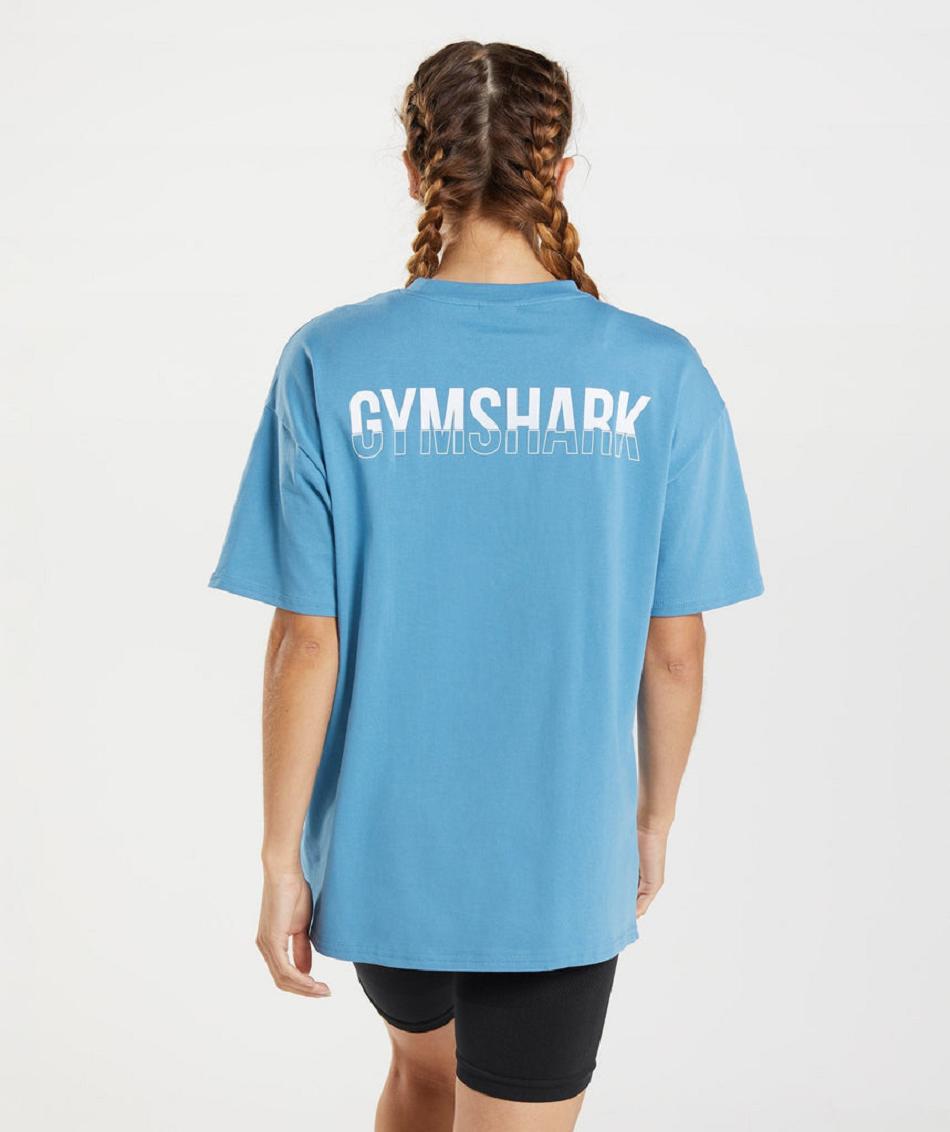 T Shirts Gymshark Fraction Oversized γυναικεια μπλε | GR_TG9952
