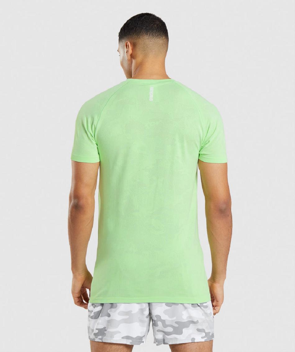 T Shirts Gymshark Geo Seamless ανδρικα πρασινο ασπρα | GR_EE4195