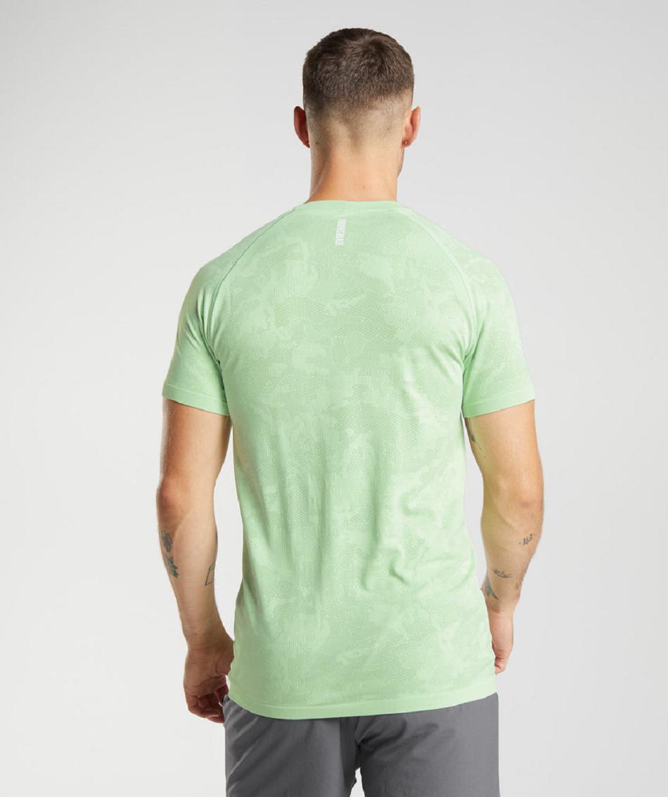 T Shirts Gymshark Geo Seamless ανδρικα πρασινο πρασινο | GR_MI8398