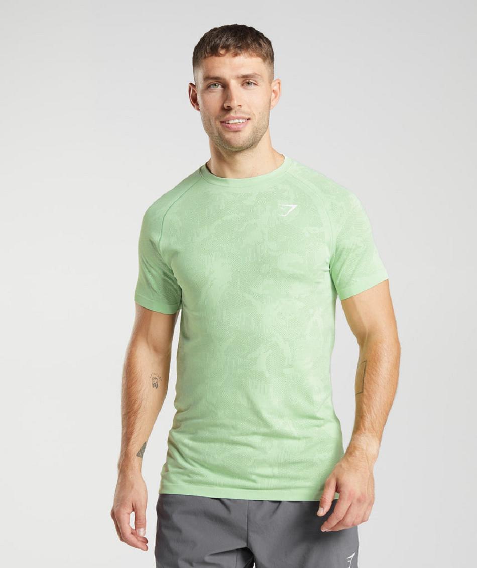 T Shirts Gymshark Geo Seamless ανδρικα πρασινο πρασινο | GR_MI8398