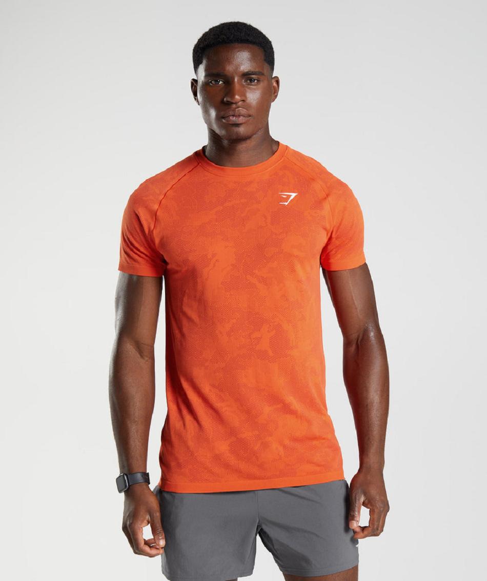 T Shirts Gymshark Geo Seamless ανδρικα κοκκινα κοκκινα | GR_TC2781
