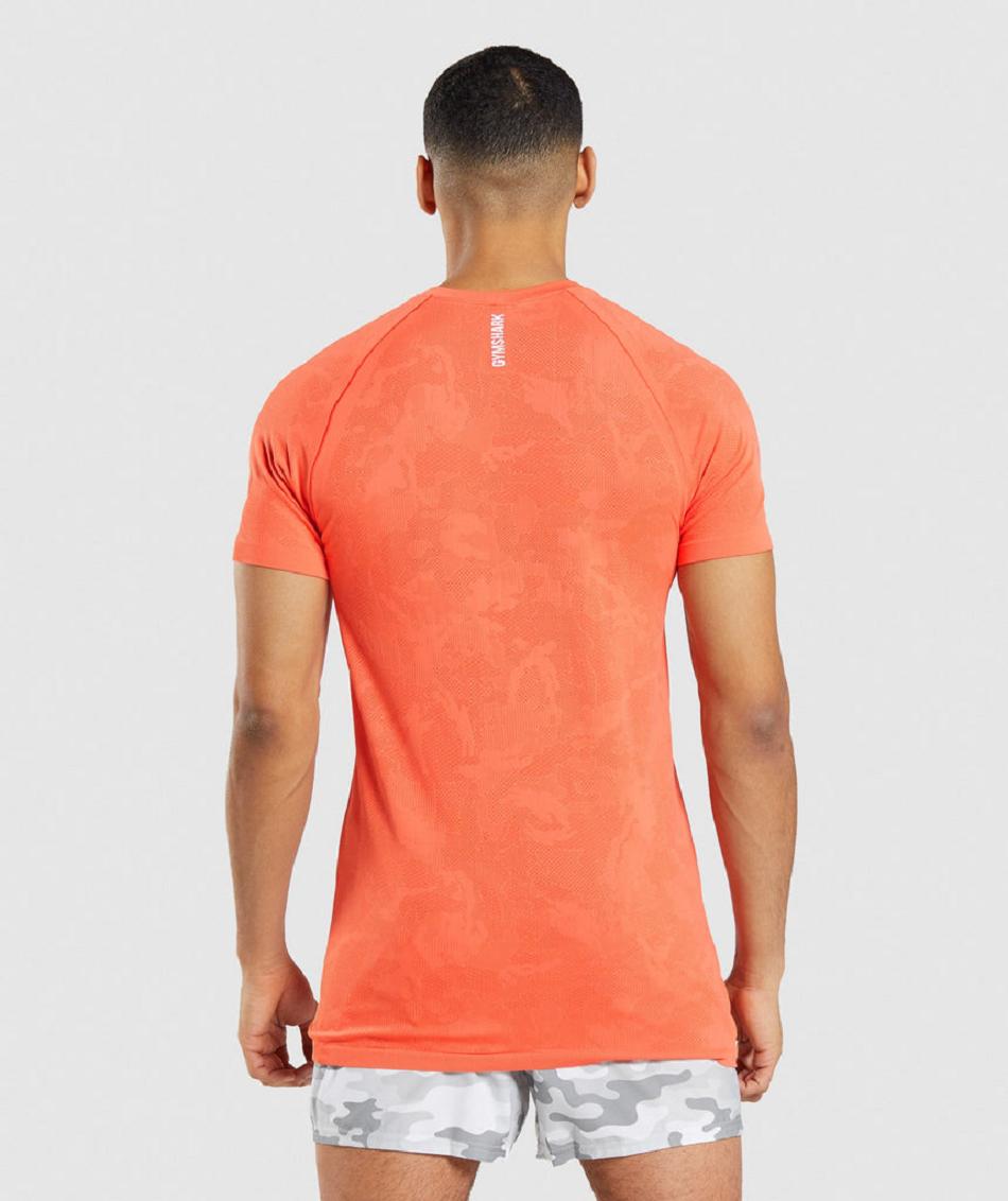 T Shirts Gymshark Geo Seamless ανδρικα πορτοκαλι πορτοκαλι | GR_YJ6669