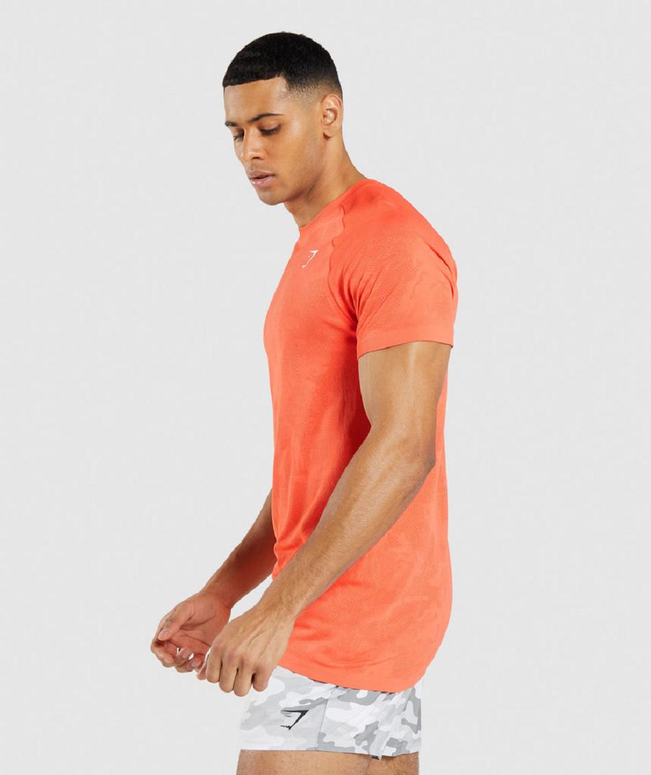 T Shirts Gymshark Geo Seamless ανδρικα πορτοκαλι πορτοκαλι | GR_YJ6669