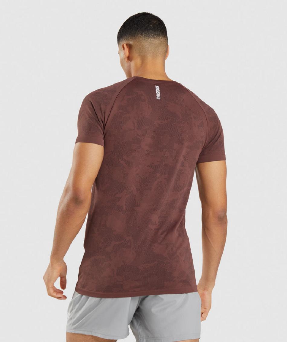 T Shirts Gymshark Geo Seamless ανδρικα ροζ καφε μαυρα | GR_ED6138