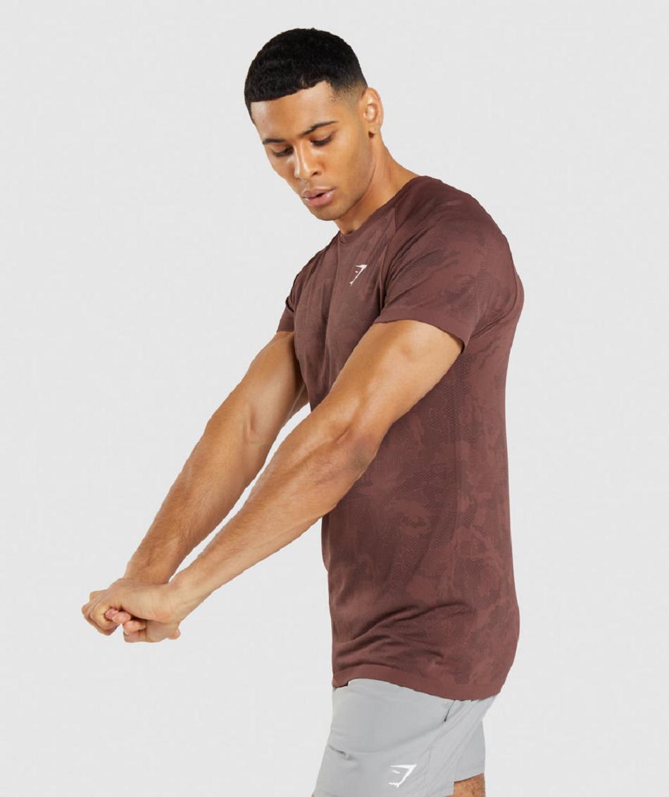 T Shirts Gymshark Geo Seamless ανδρικα ροζ καφε μαυρα | GR_ED6138