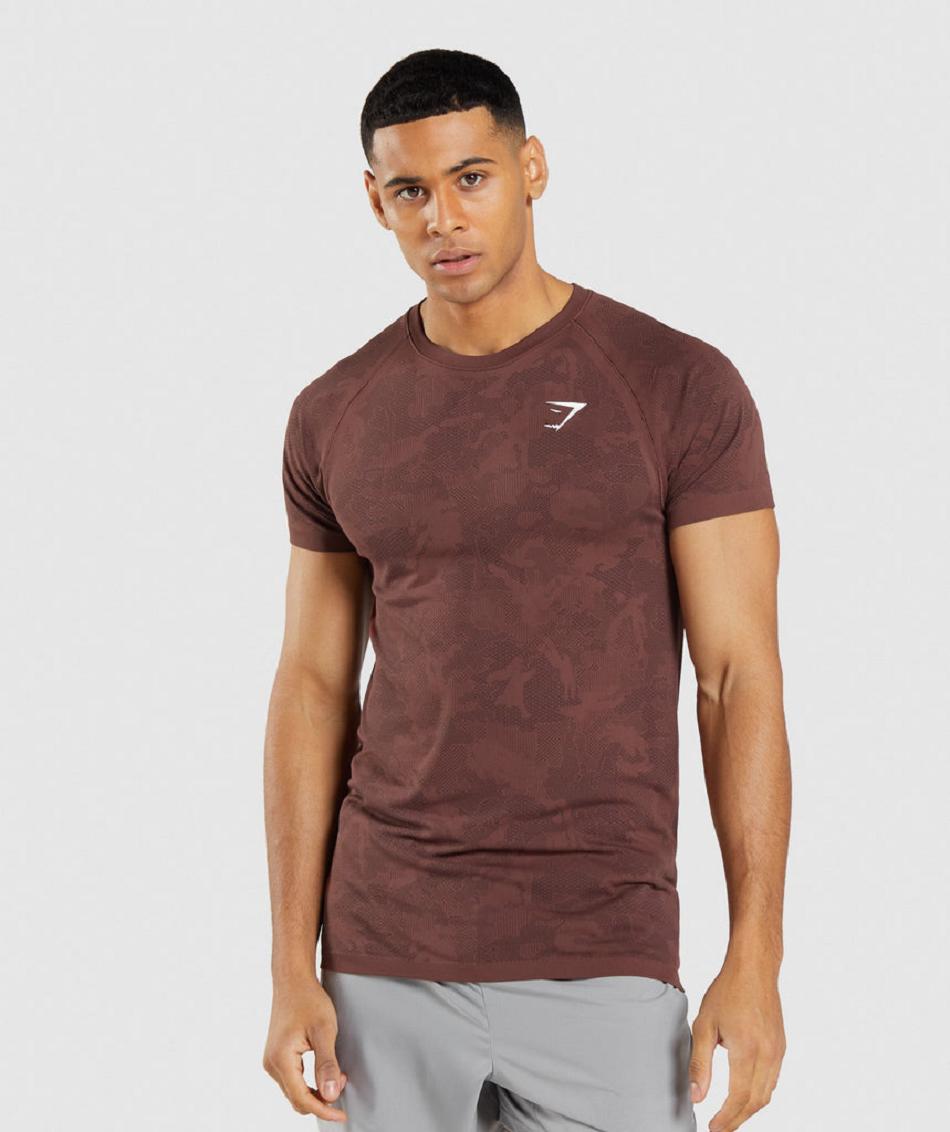 T Shirts Gymshark Geo Seamless ανδρικα ροζ καφε μαυρα | GR_ED6138