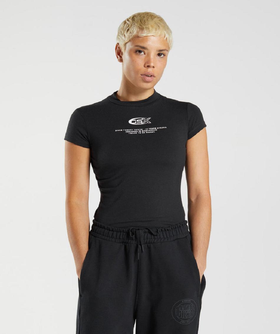 T Shirts Gymshark Gs10 Year Body Fit γυναικεια μαυρα | GR_EC4060
