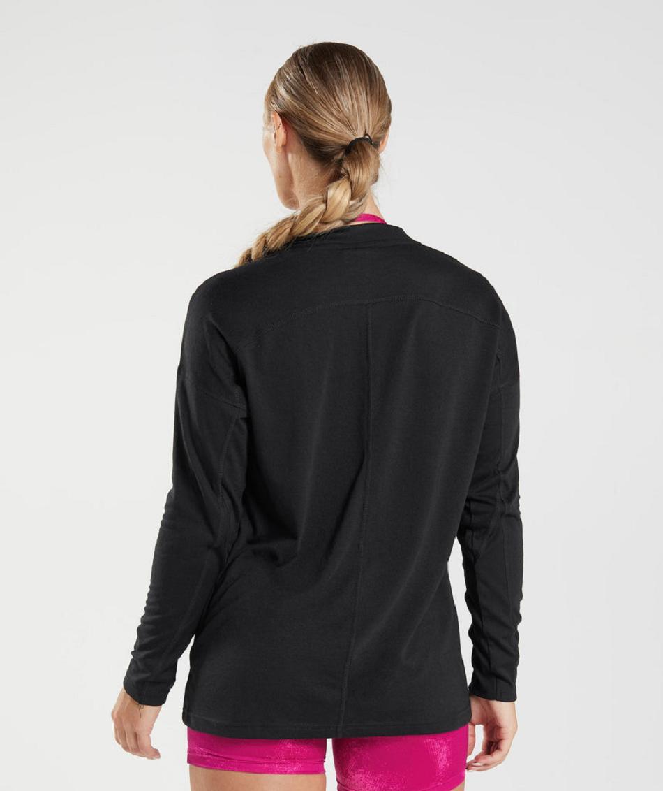 T Shirts Gymshark Gs Power Long Sleeve γυναικεια μαυρα | GR_EG5493