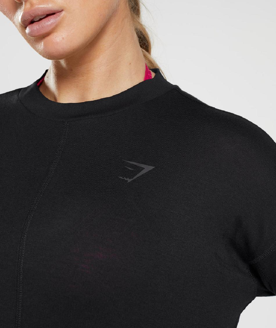 T Shirts Gymshark Gs Power Long Sleeve γυναικεια μαυρα | GR_EG5493