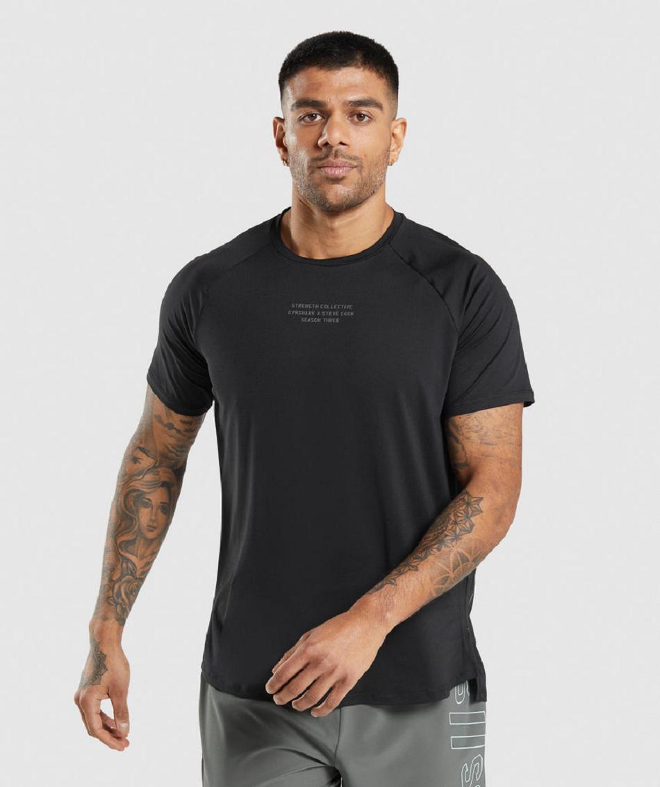 T Shirts Gymshark Gymshark//Steve Cook ανδρικα μαυρα | GR_V2809