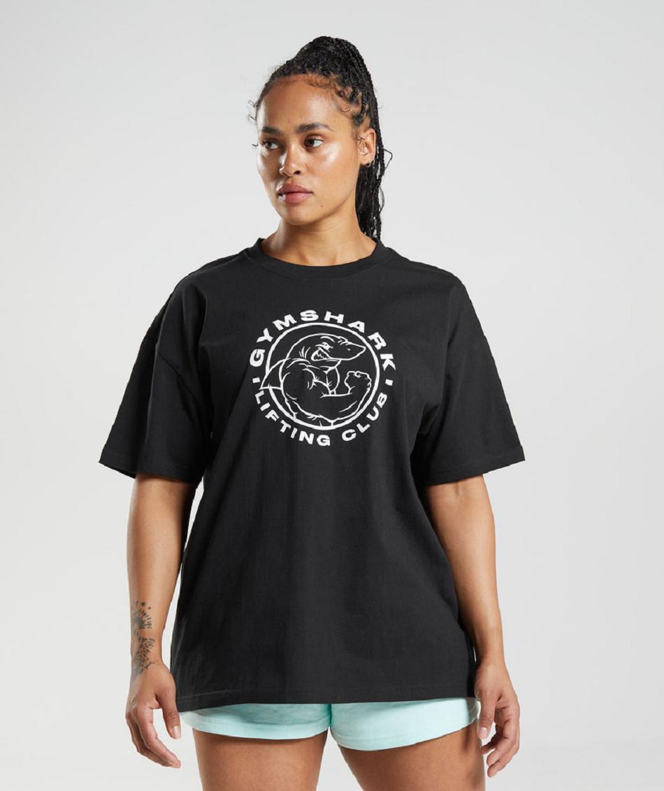 T Shirts Gymshark Legacy Oversized γυναικεια μαυρα | GR_AS4743
