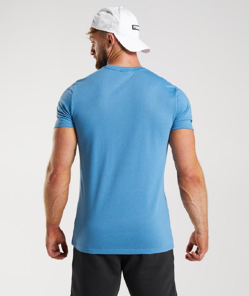 T Shirts Gymshark Legacy ανδρικα μπλε | GR_QX4732