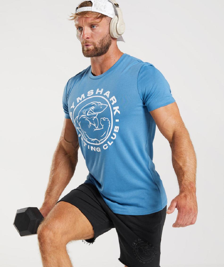 T Shirts Gymshark Legacy ανδρικα μπλε | GR_QX4732