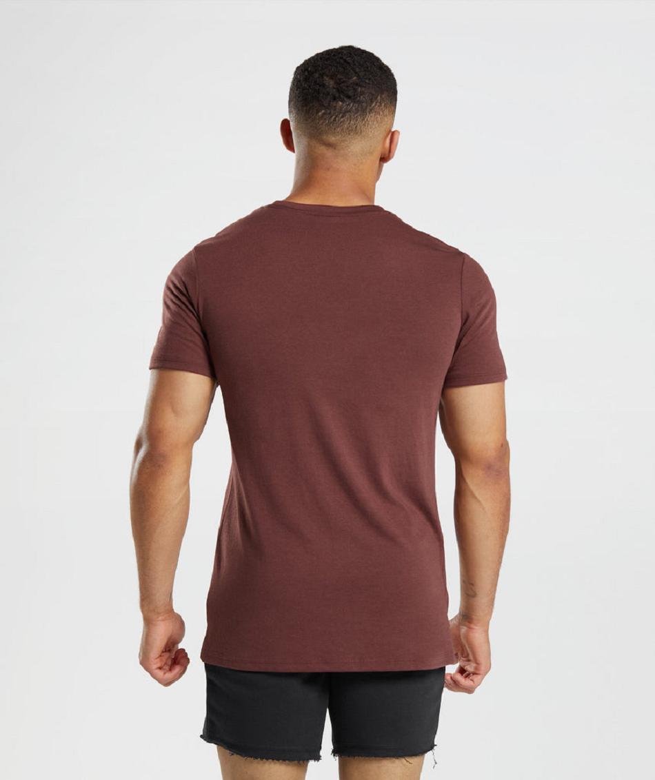 T Shirts Gymshark Legacy ανδρικα ροζ καφε | GR_XC9660