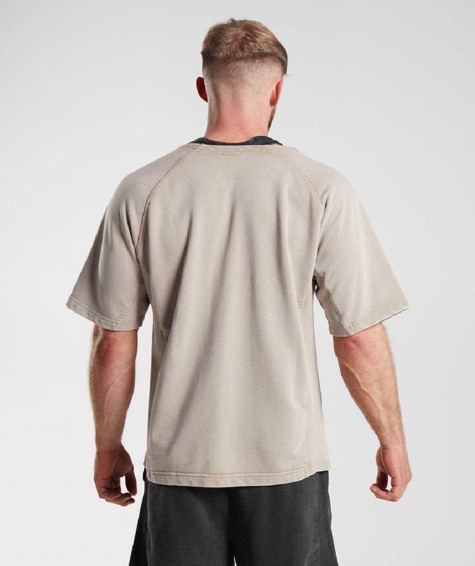 T Shirts Gymshark Power Washed Rag Top ανδρικα καφε | GR_CG9536