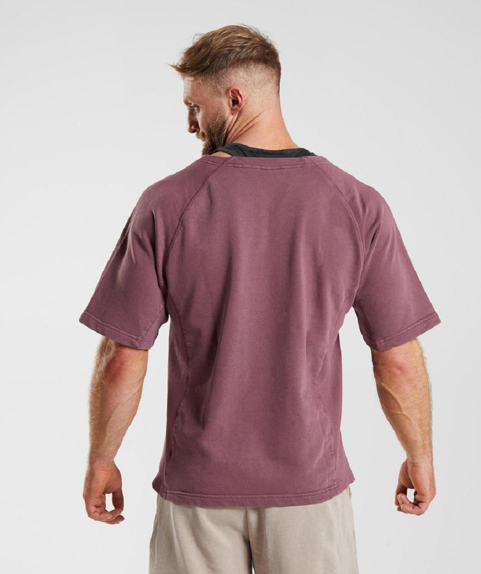 T Shirts Gymshark Power Washed Rag Top ανδρικα ροζ καφε | GR_R5842