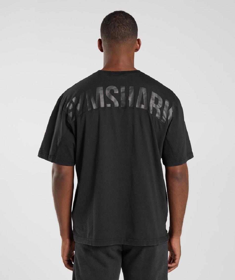 T Shirts Gymshark Power Washed ανδρικα μαυρα | GR_TC9016
