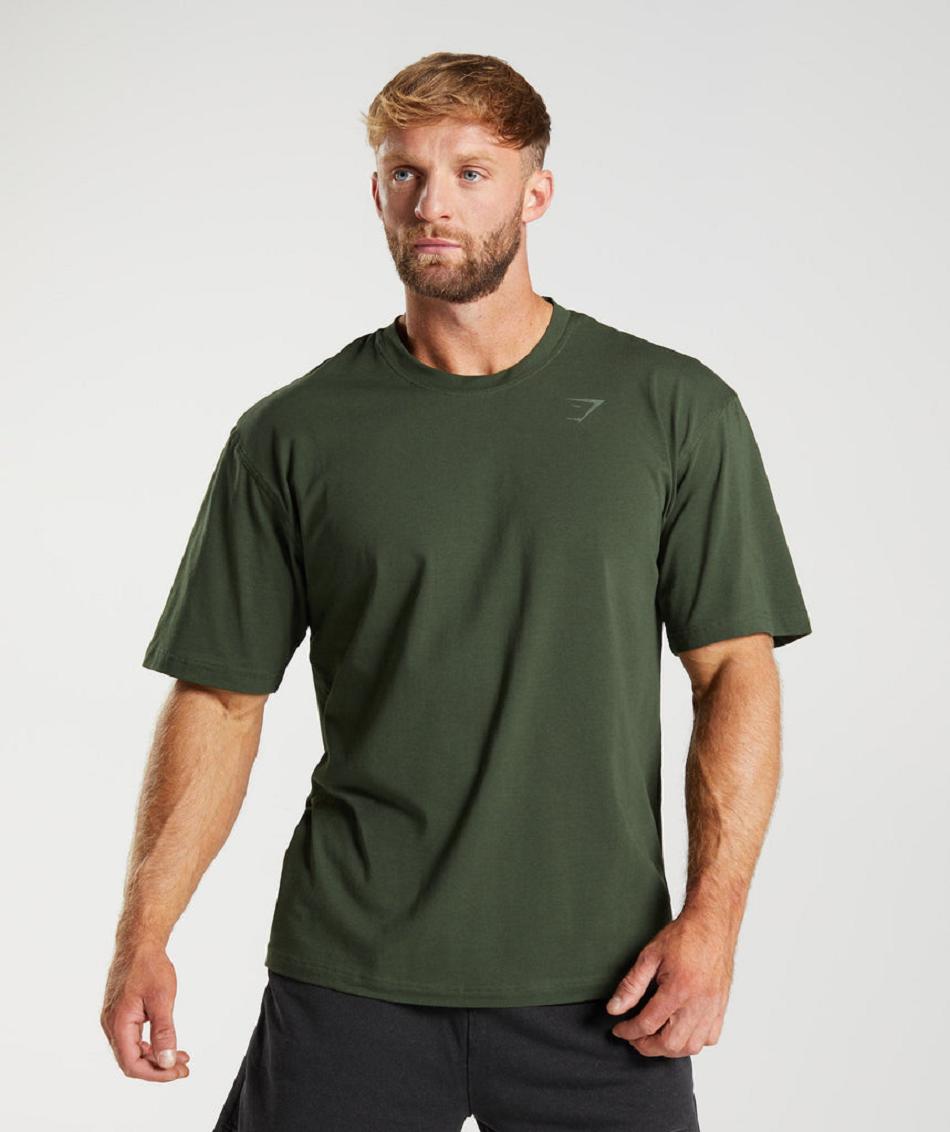 T Shirts Gymshark Power ανδρικα Ελιά | GR_AS8702
