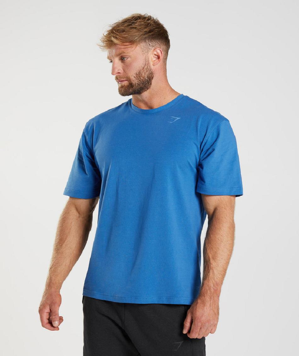 T Shirts Gymshark Power ανδρικα μπλε | GR_NN9939