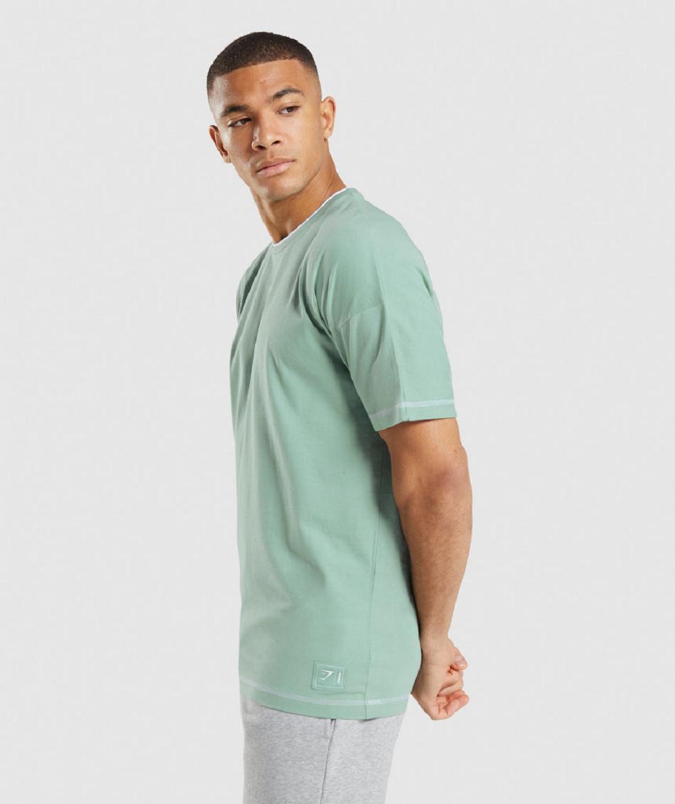 T Shirts Gymshark Recess ανδρικα μπλε ασπρα | GR_YJ7154