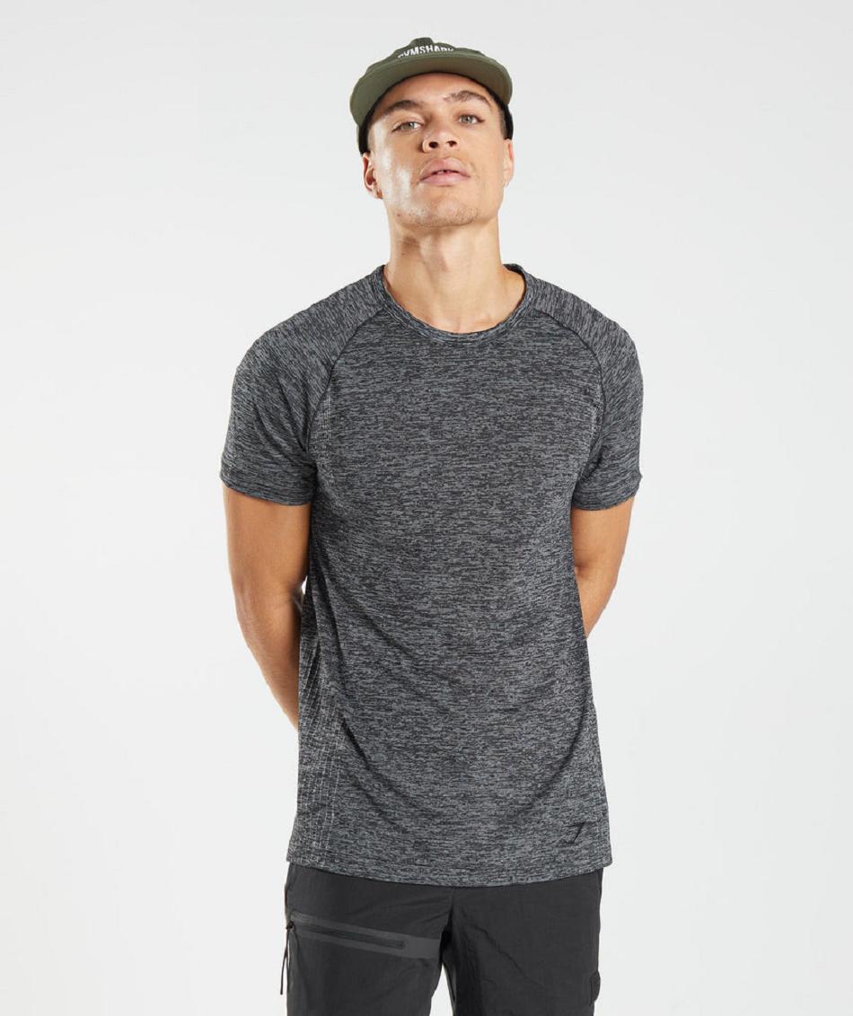 T Shirts Gymshark Retake Seamless ανδρικα μαυρα ασπρα | GR_ZI3455