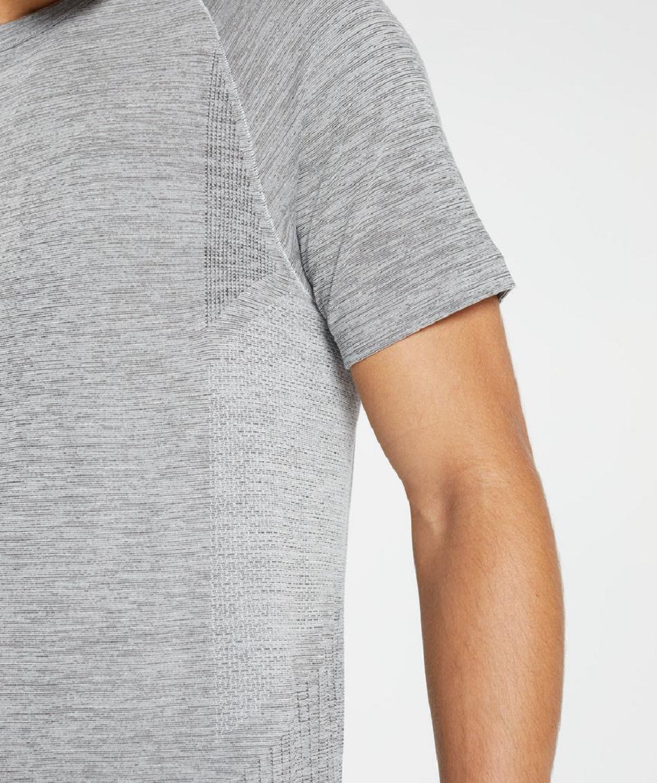 T Shirts Gymshark Retake Seamless ανδρικα ανοιχτο γκρι μαυρα | GR_VV1110