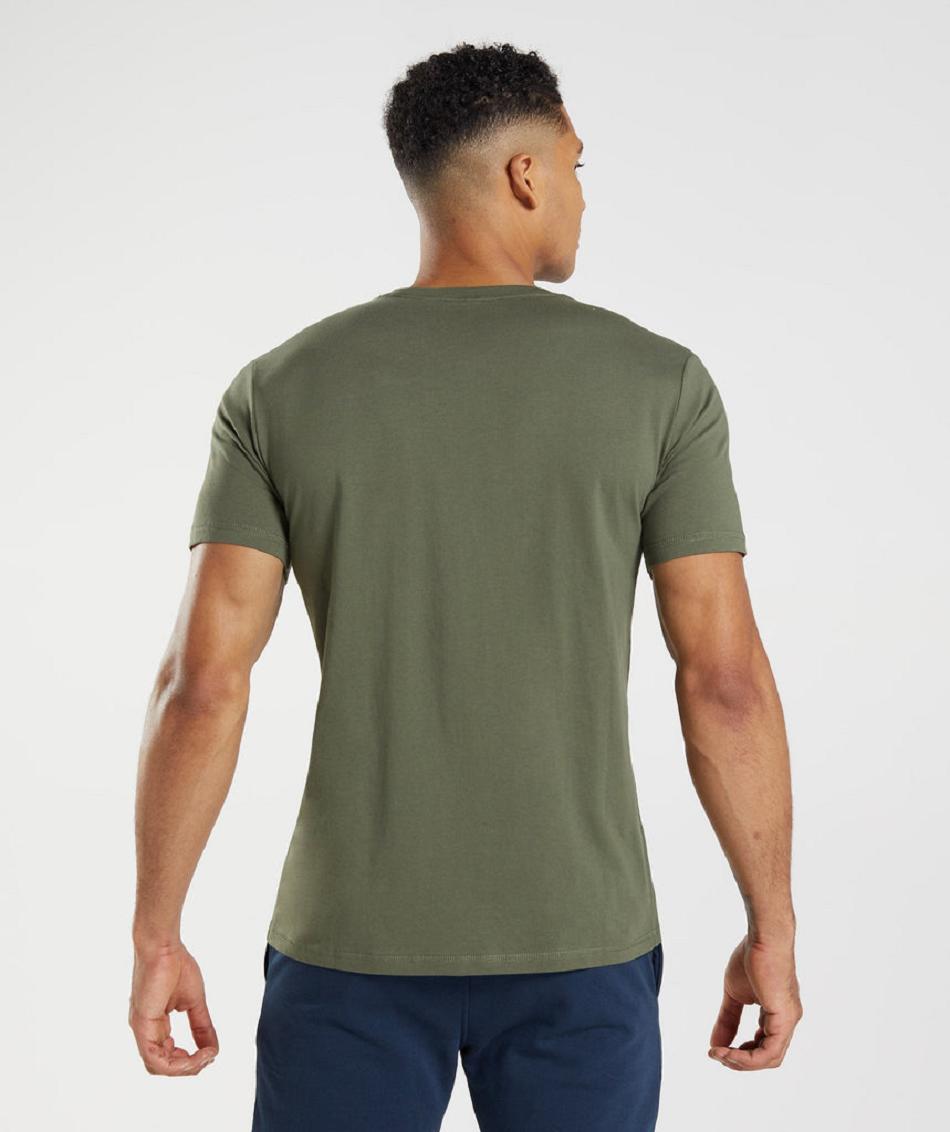T Shirts Gymshark Sharkhead Infill ανδρικα Ελιά | GR_AZ7081