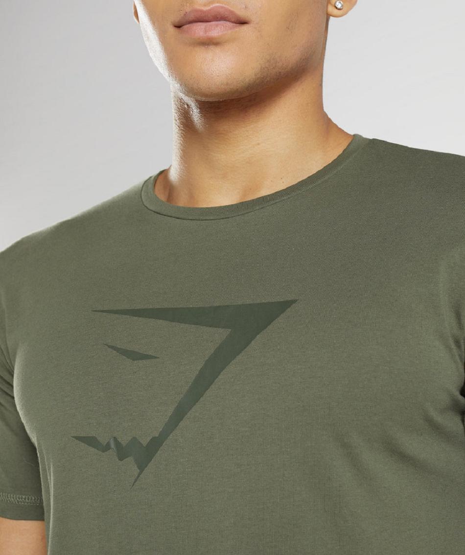 T Shirts Gymshark Sharkhead Infill ανδρικα Ελιά | GR_AZ7081