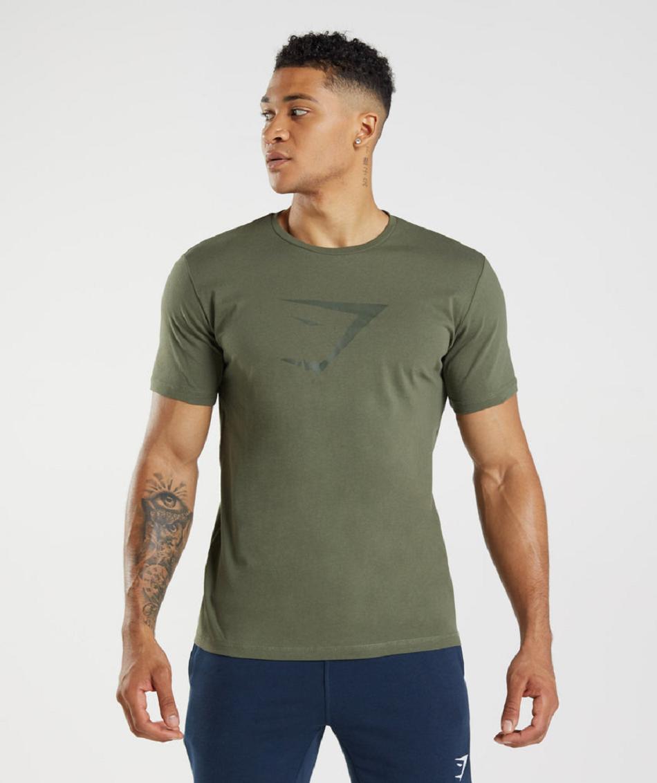 T Shirts Gymshark Sharkhead Infill ανδρικα Ελιά | GR_AZ7081