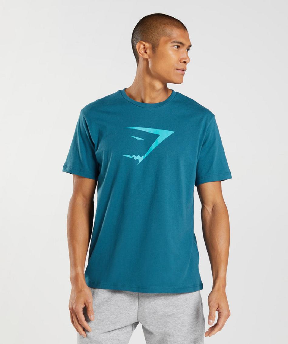 T Shirts Gymshark Sharkhead Infill ανδρικα μπλε | GR_EP1427