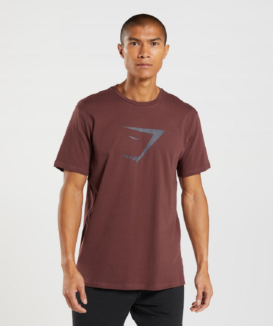 T Shirts Gymshark Sharkhead Infill ανδρικα ροζ καφε | GR_YJ9411
