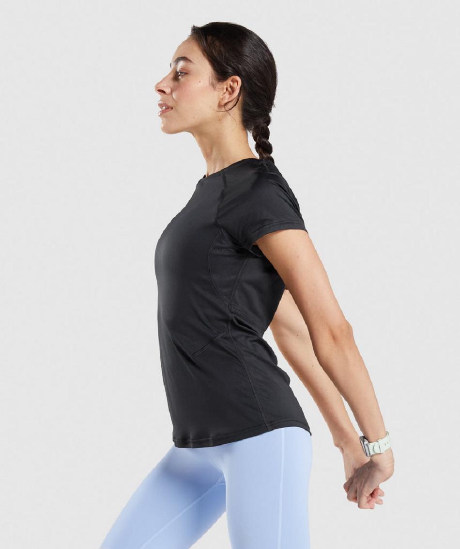 T Shirts Gymshark Speed γυναικεια μαυρα | GR_TG5661