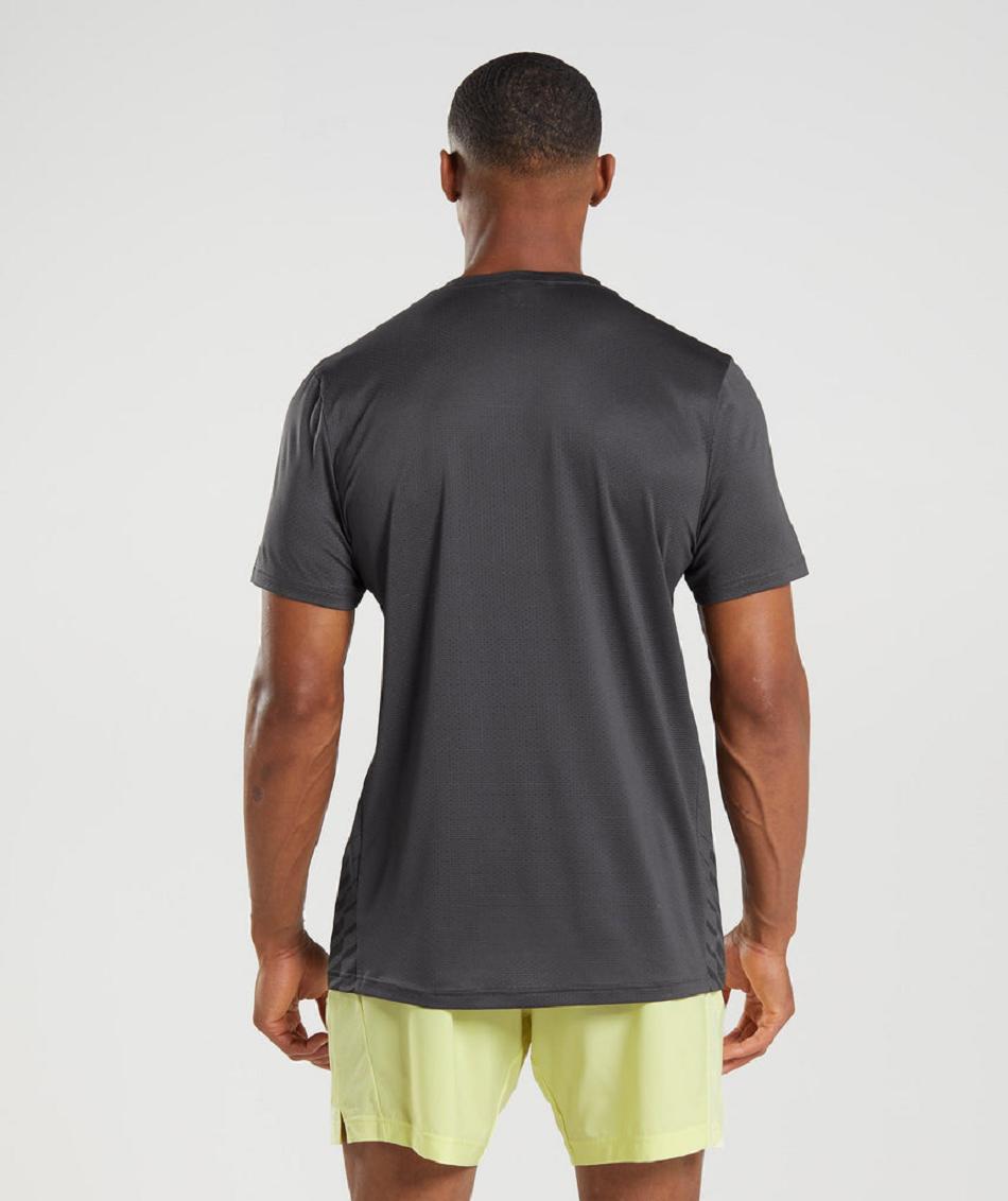 T Shirts Gymshark Sport Stripe ανδρικα μαυρα γκρι | GR_O7773
