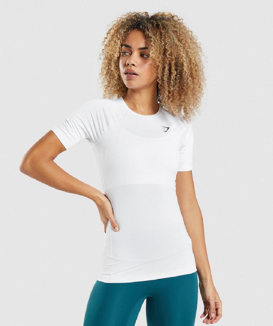 T Shirts Gymshark Training Baselayer γυναικεια ασπρα | GR_EE7633