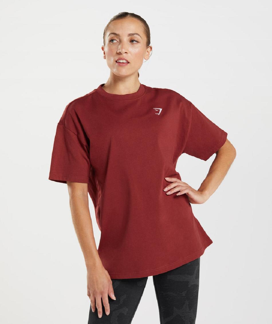 T Shirts Gymshark Training Oversized γυναικεια κοκκινα | GR_BO2186