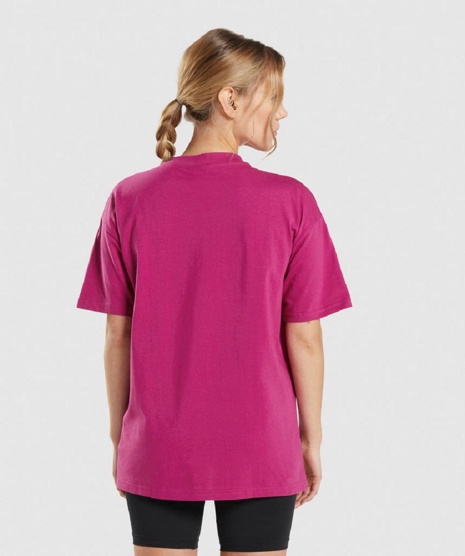 T Shirts Gymshark Training Oversized γυναικεια ροζ | GR_KO7028