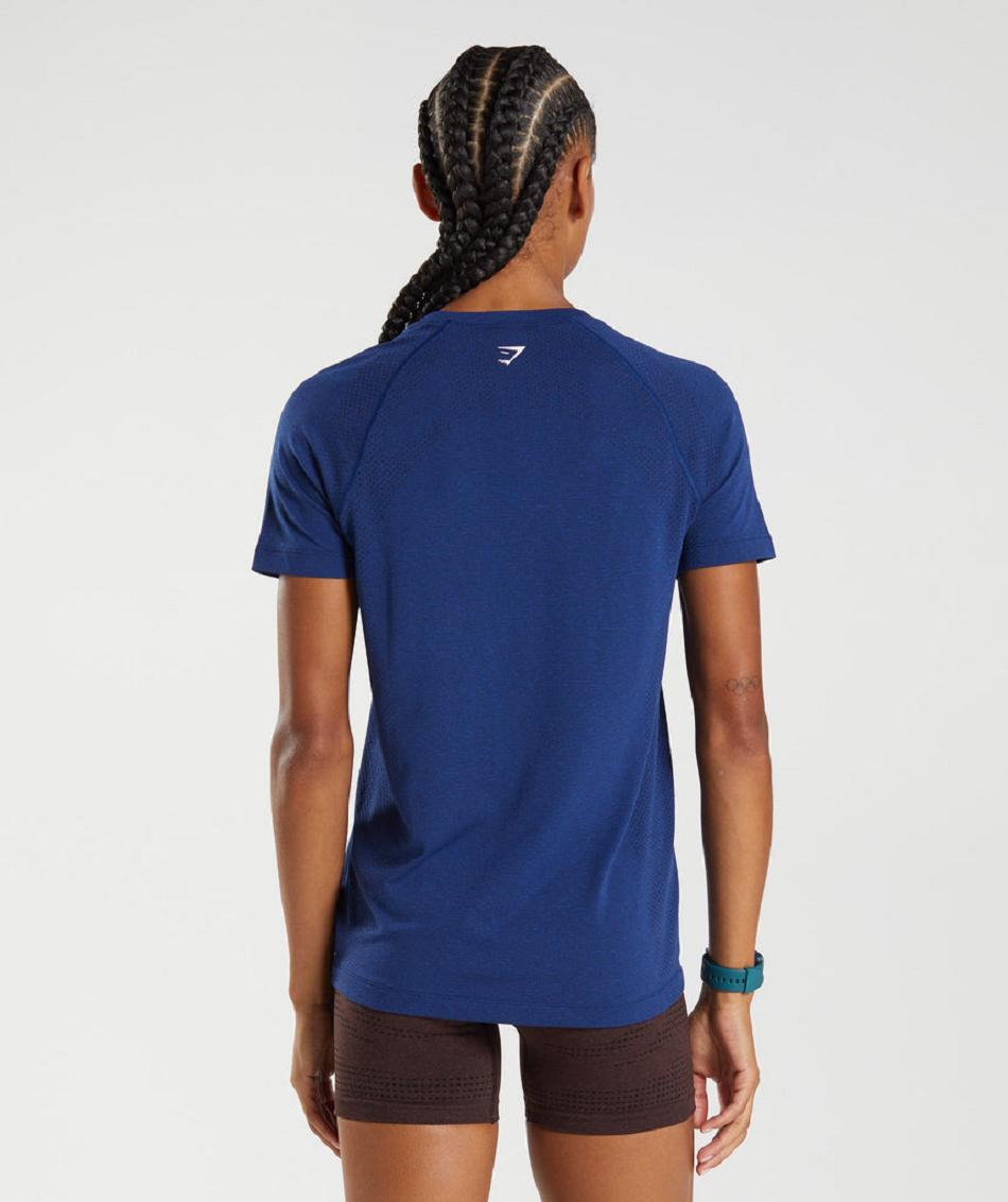 T Shirts Gymshark Vital Seamless 2.0 Light γυναικεια μπλε | GR_EE8053