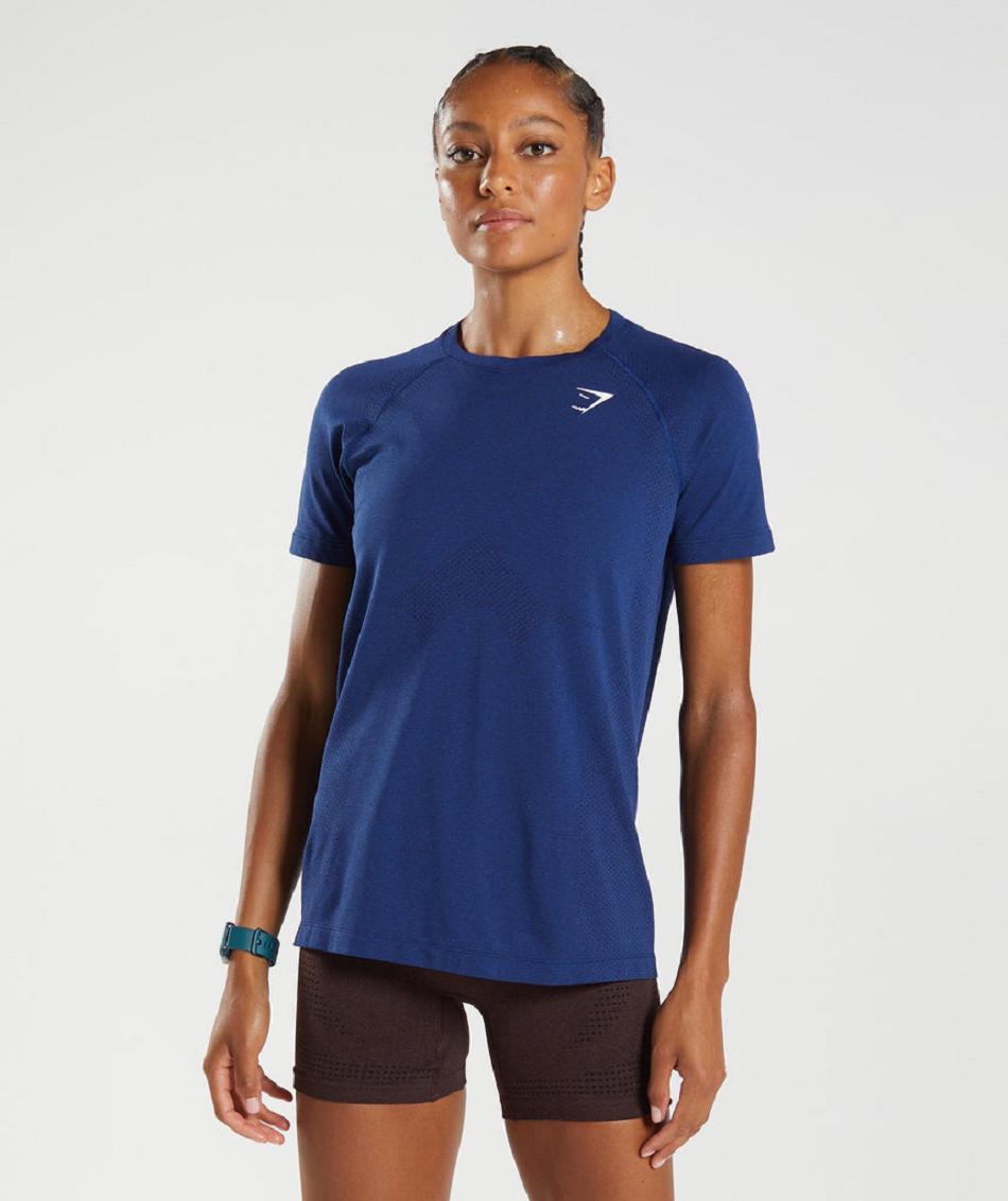 T Shirts Gymshark Vital Seamless 2.0 Light γυναικεια μπλε | GR_EE8053