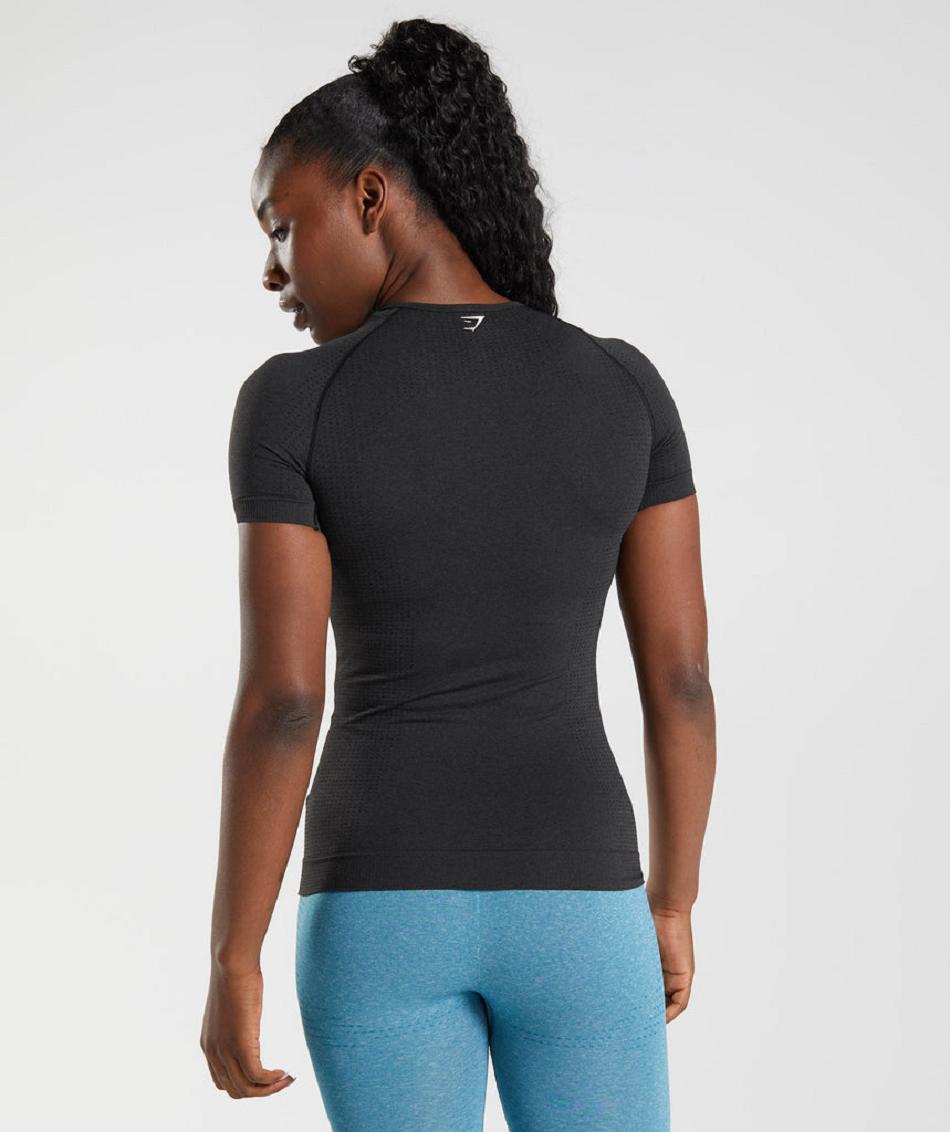 T Shirts Gymshark Vital Seamless 2.0 γυναικεια μαυρα | GR_AZ4541