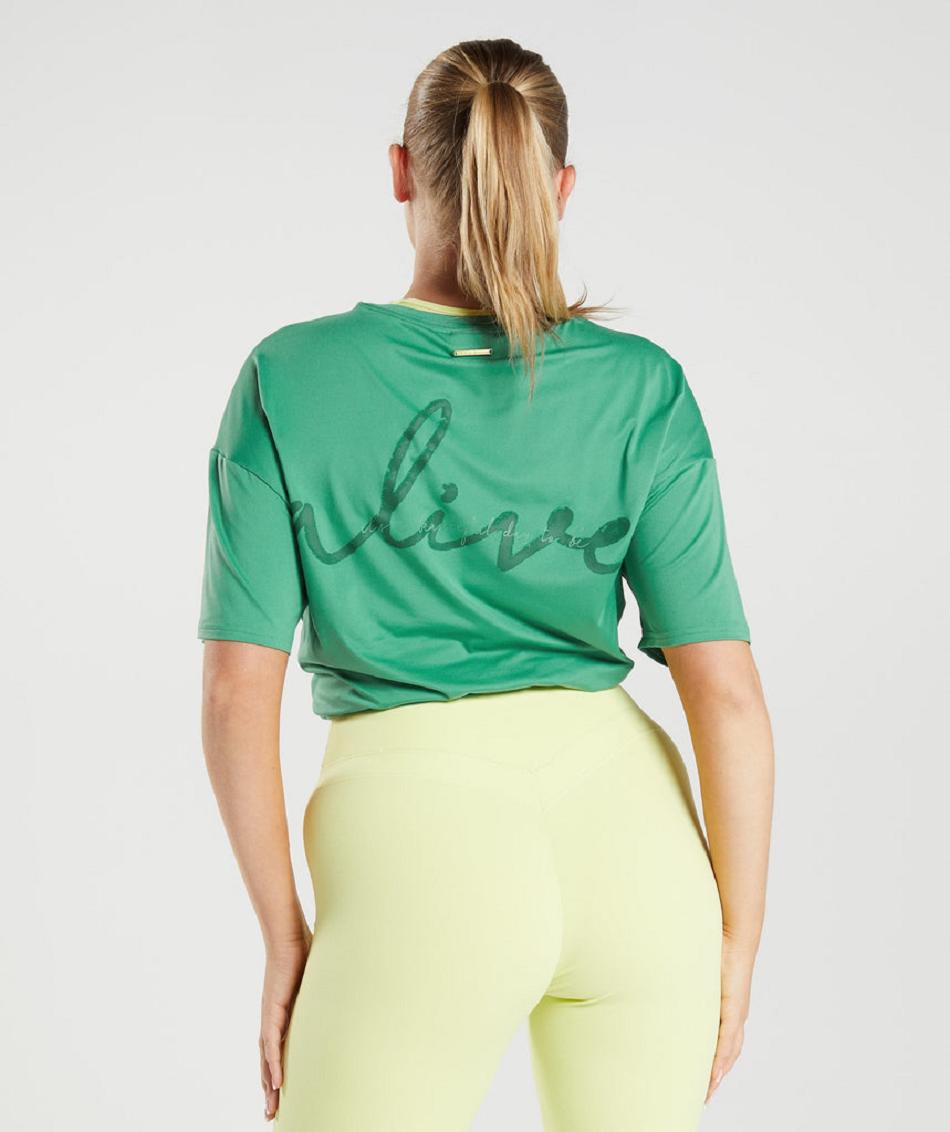 T Shirts Gymshark Whitney Oversized γυναικεια πρασινο | GR_R8330
