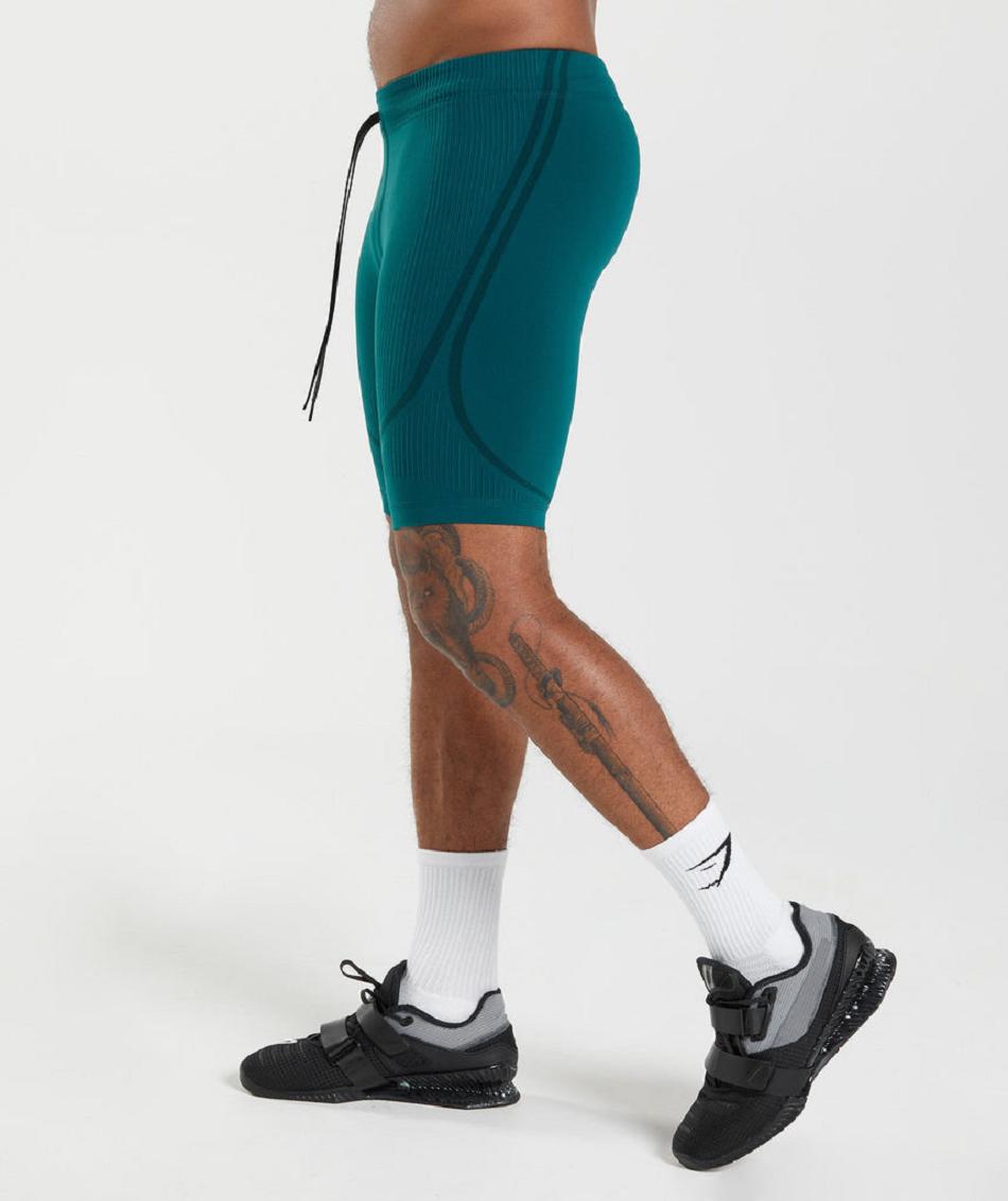 Σορτσ Gymshark 315 Seamless 1/2 ανδρικα τυρκουάζ μαυρα | GR_K8750