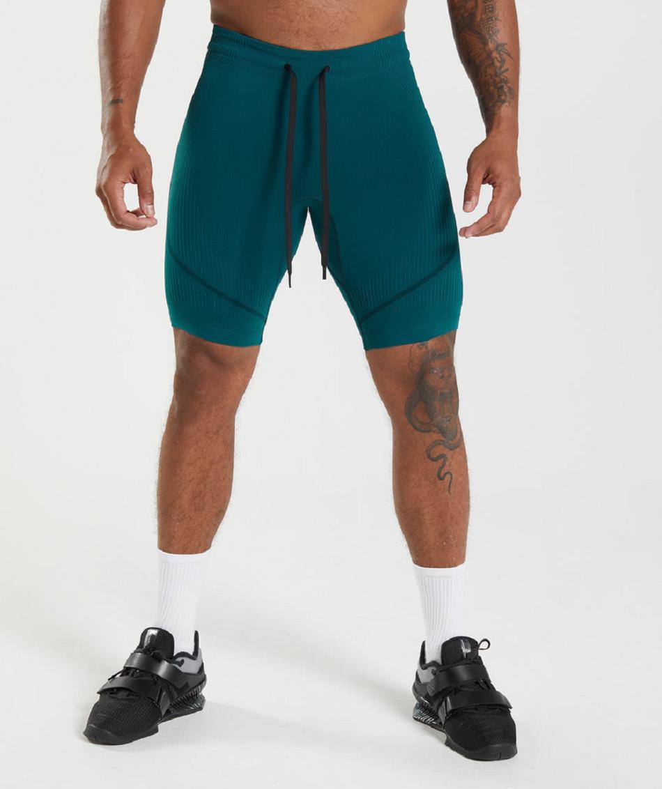 Σορτσ Gymshark 315 Seamless 1/2 ανδρικα τυρκουάζ μαυρα | GR_K8750