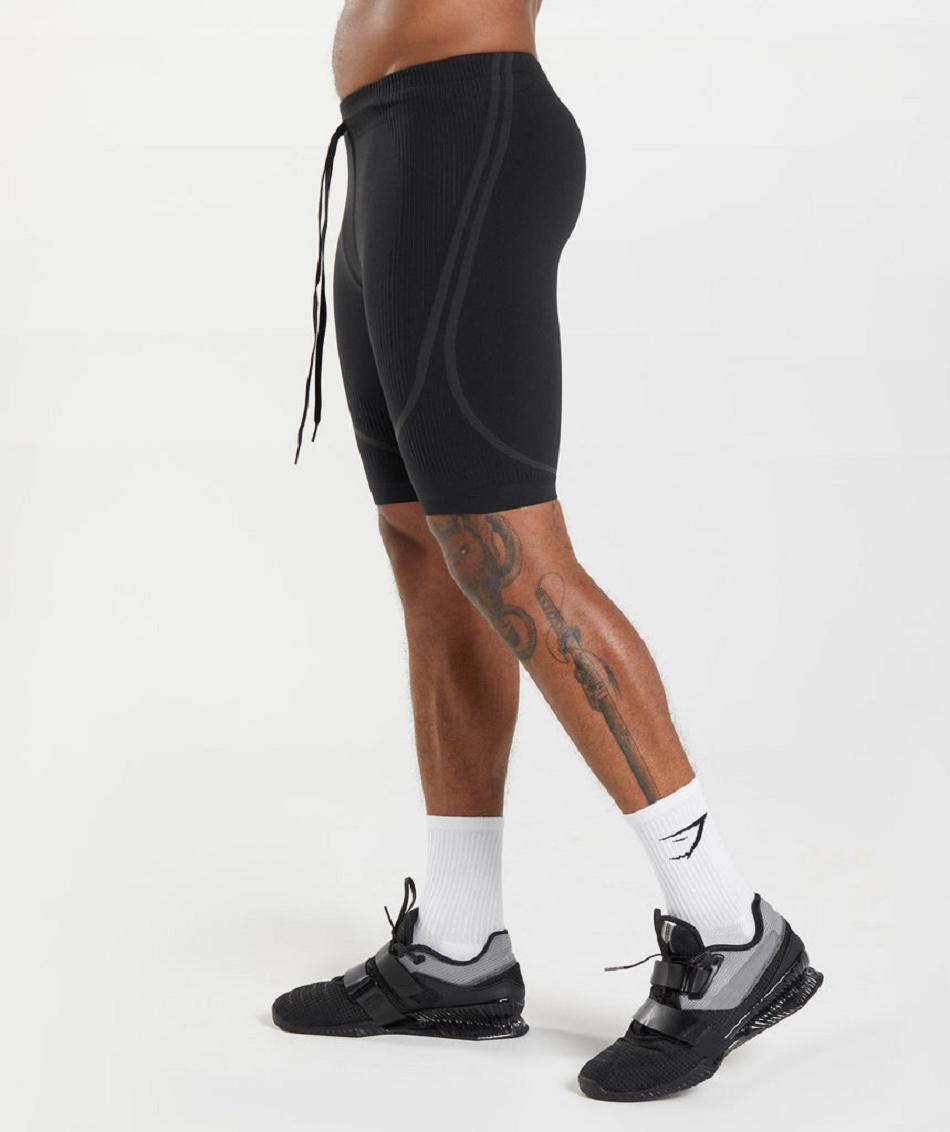Σορτσ Gymshark 315 Seamless 1/2 ανδρικα μαυρα γκρι | GR_YJ2767