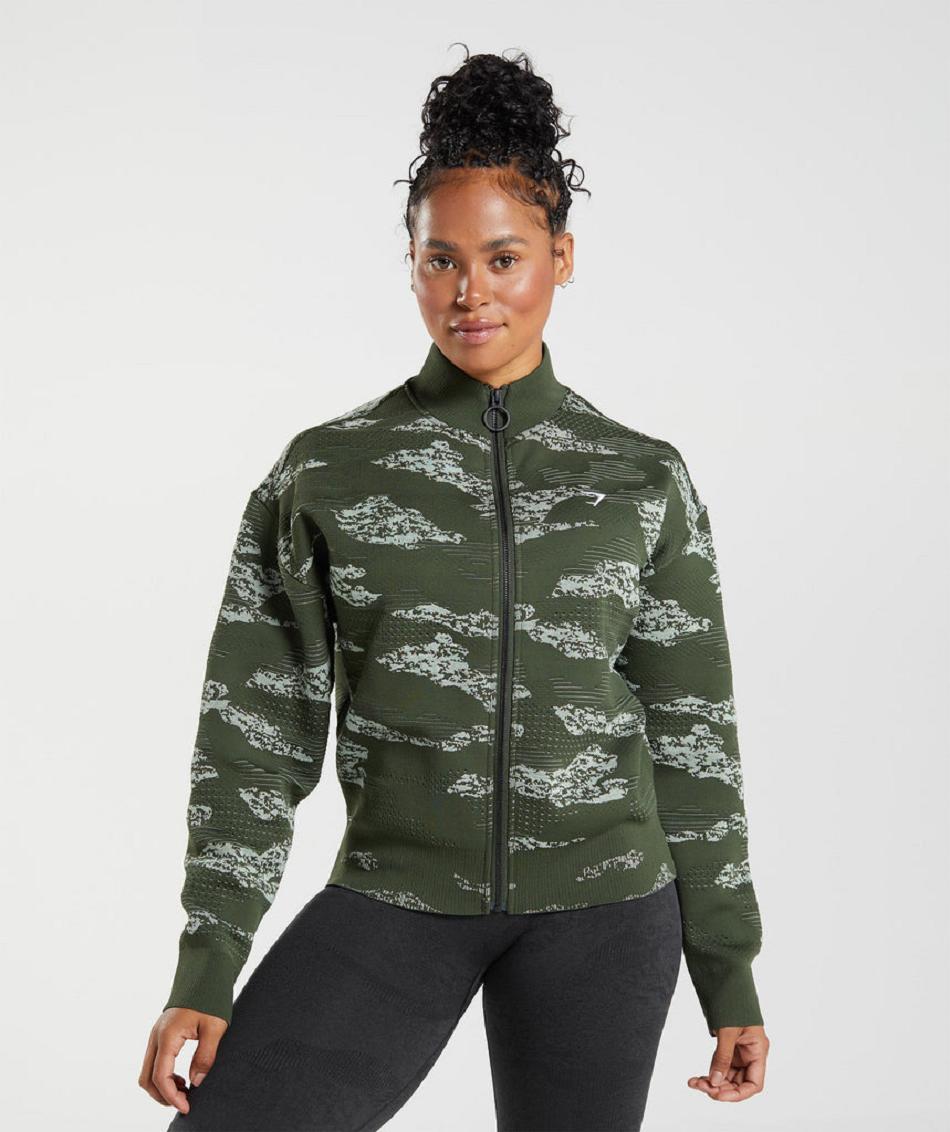 Μπουφαν Gymshark Adapt Camo Seamless Track γυναικεια Ελιά πρασινο | GR_EP5643