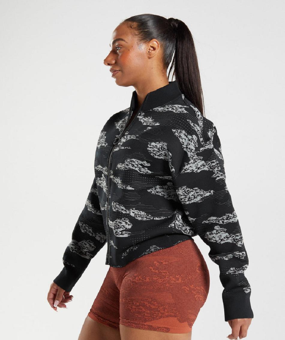 Μπουφαν Gymshark Adapt Camo Seamless Track γυναικεια μαυρα ανοιχτο γκρι | GR_YJ5991
