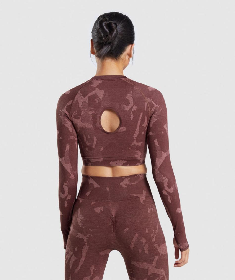Μακρυμανικο Gymshark Adapt Camo Seamless γυναικεια ροζ καφε | GR_ED1077